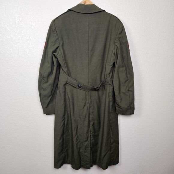 Overcoat Wool Serge Green Men's 38L USMC Marine Core Army Trench Coat Vintage - Picture 15 of 15